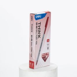Boite de 12 stylos à bille Deli-EQ3-RD think Pointe conique de 1.0 mm Rouge