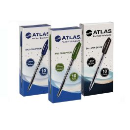 Boite de 50 stylos à Bille Atlas à pointe medium 1.0 mm coloris au choix (BP100M)