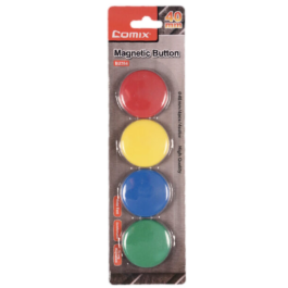 Blisters de 4 aimants COMIX 40 mm couleurs Assorties (B2384)